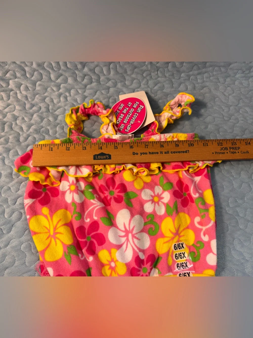 Girls' Pink & Yellow Floral Swim Coverup Romper